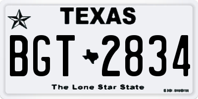 TX license plate BGT2834
