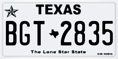 TX license plate BGT2835