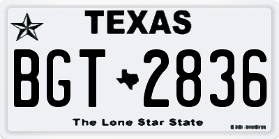 TX license plate BGT2836