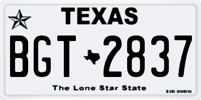 TX license plate BGT2837