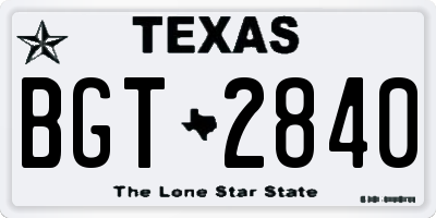 TX license plate BGT2840
