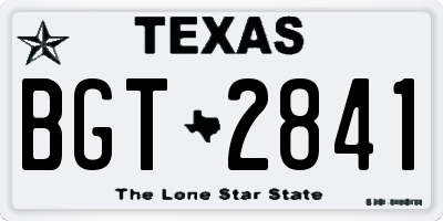 TX license plate BGT2841