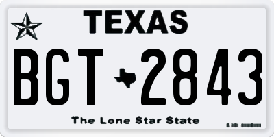 TX license plate BGT2843