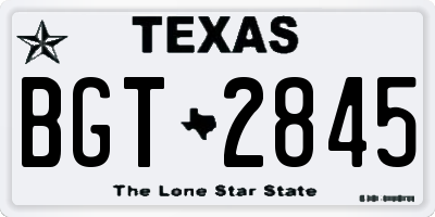 TX license plate BGT2845