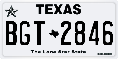 TX license plate BGT2846
