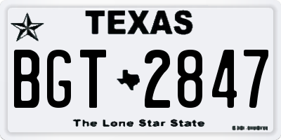 TX license plate BGT2847