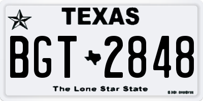 TX license plate BGT2848