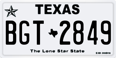 TX license plate BGT2849