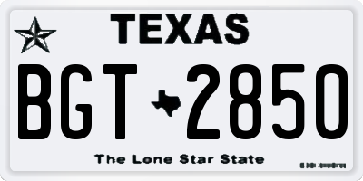 TX license plate BGT2850