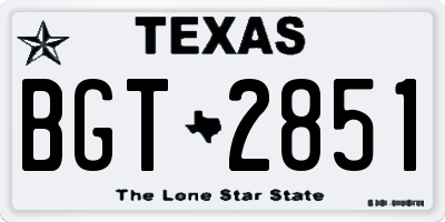 TX license plate BGT2851