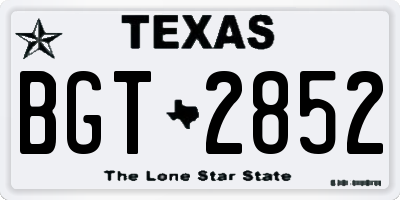 TX license plate BGT2852