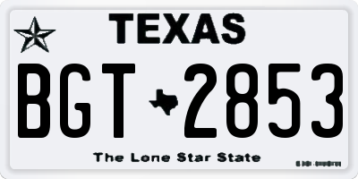 TX license plate BGT2853