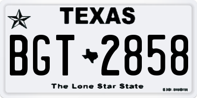 TX license plate BGT2858
