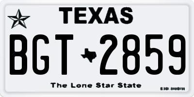 TX license plate BGT2859