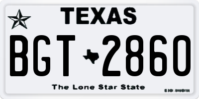 TX license plate BGT2860