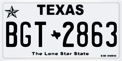 TX license plate BGT2863