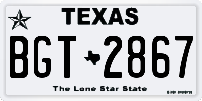 TX license plate BGT2867