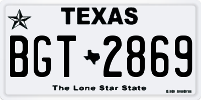 TX license plate BGT2869