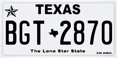 TX license plate BGT2870