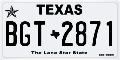 TX license plate BGT2871