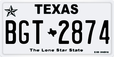 TX license plate BGT2874