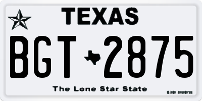 TX license plate BGT2875
