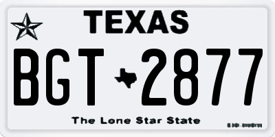 TX license plate BGT2877