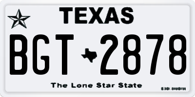 TX license plate BGT2878