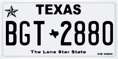 TX license plate BGT2880