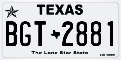 TX license plate BGT2881