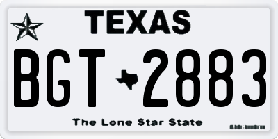 TX license plate BGT2883