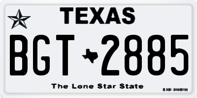 TX license plate BGT2885