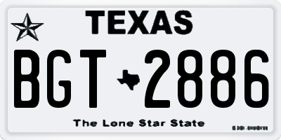 TX license plate BGT2886