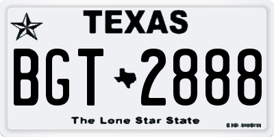 TX license plate BGT2888