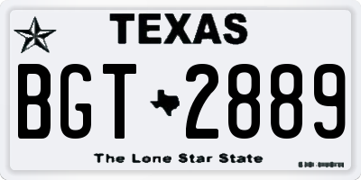 TX license plate BGT2889