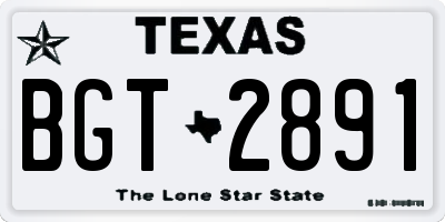 TX license plate BGT2891