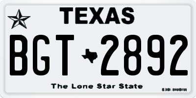 TX license plate BGT2892