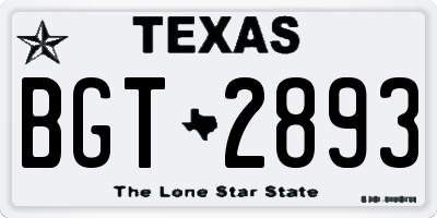TX license plate BGT2893