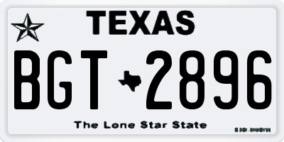 TX license plate BGT2896