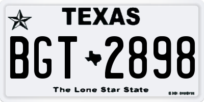 TX license plate BGT2898