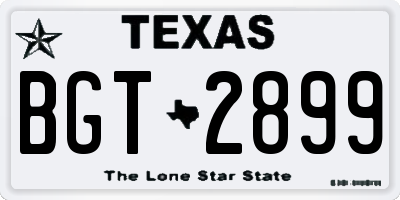 TX license plate BGT2899
