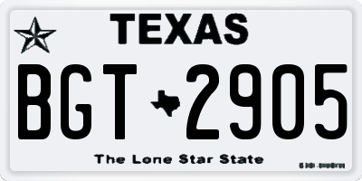 TX license plate BGT2905