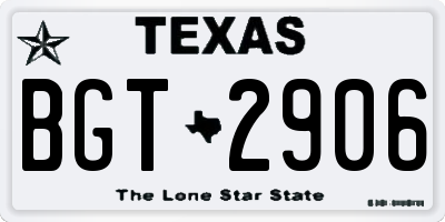 TX license plate BGT2906