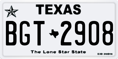 TX license plate BGT2908