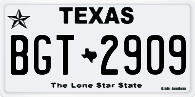TX license plate BGT2909