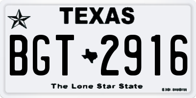 TX license plate BGT2916