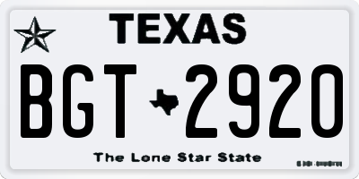TX license plate BGT2920