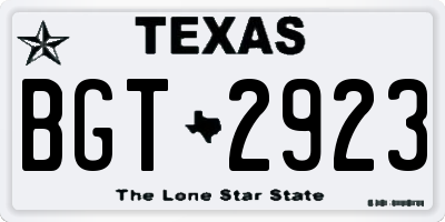 TX license plate BGT2923