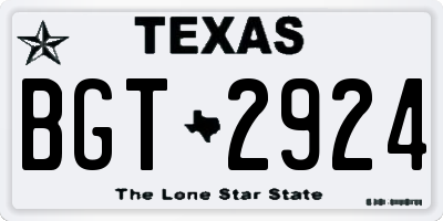 TX license plate BGT2924