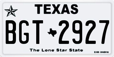 TX license plate BGT2927